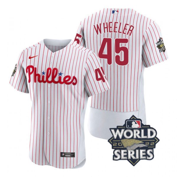 Phillies 45 Zack Wheeler White Nike 2022 World Series Flexbase Jersey,We sell and wholesale Phillies 45 Zack Wheeler White Nike 2022 World Series Flexbase Jersey on line form chian!